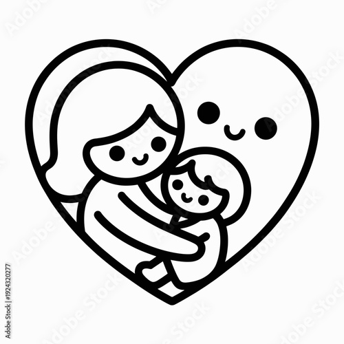 A heartwarming illustration of a parent holding a baby in a loving embrace isolated on white background, Vector, illustration