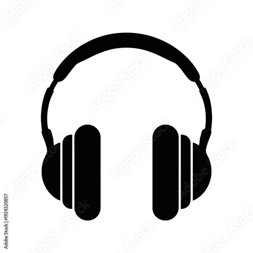 Modern over-ear headphones with black and white color scheme design illustration isolated on white background, Vector, illustration