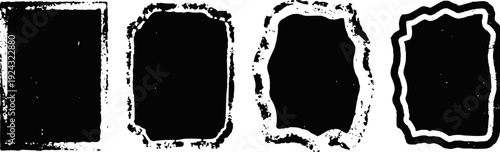 grunge distressed frame borders set with rough textured edges in four unique shapes