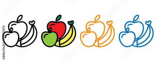 Hand drawn colorful fruits set with apples bananas grapes and pears vector illustration
