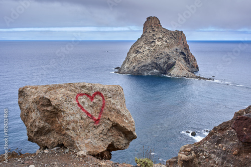 Heart rock boulder and Roque de Anaga