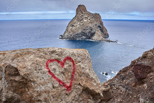 Heart rock boulder and Roque de Anaga
