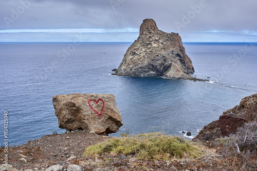 Heart rock boulder and Roque de Anaga