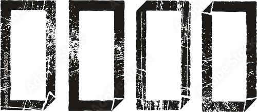 grunge rectangular frames set with distressed textures and rough edges design elements