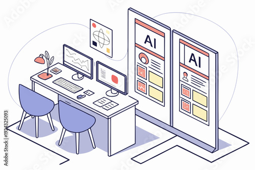 AI Technology Workspace with Data Analysis and Machine Learning.