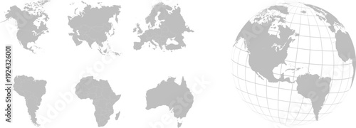 Planet Earth. Earth Day. The Earth, World Map. Territory of continents - North America, South America, Africa, Europe, Asia, Australia. Vector