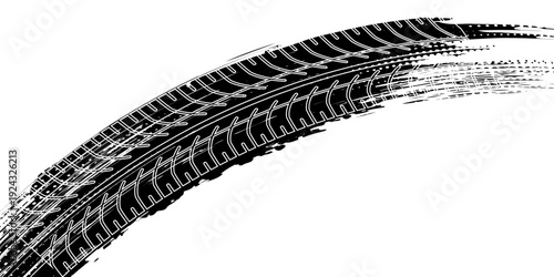Auto tire tread grunge element. Car and motorcycle tire pattern, wheel tyre tread track. Black tyre print.