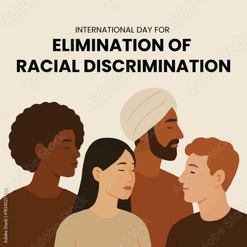 International Day for Elimination of Racial Discrimination vector illustration with diverse group of people