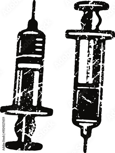 Vintage medical syringes illustration old injection needles hand drawn clinic healthcare design elements