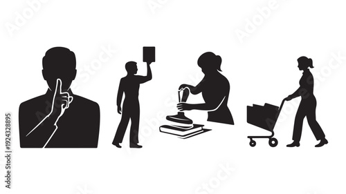 Vector Illustration Of Silhouette People Doing Daily Activities For Business And Lifestyle Concepts