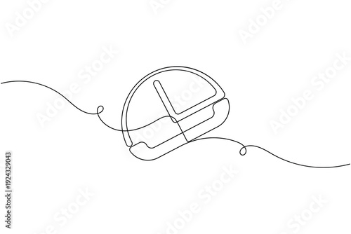 Phone call with clock sign icon continuous one line drawing on white background minimalist mobile and telephone call timing and customer support symbol outline vector illustration