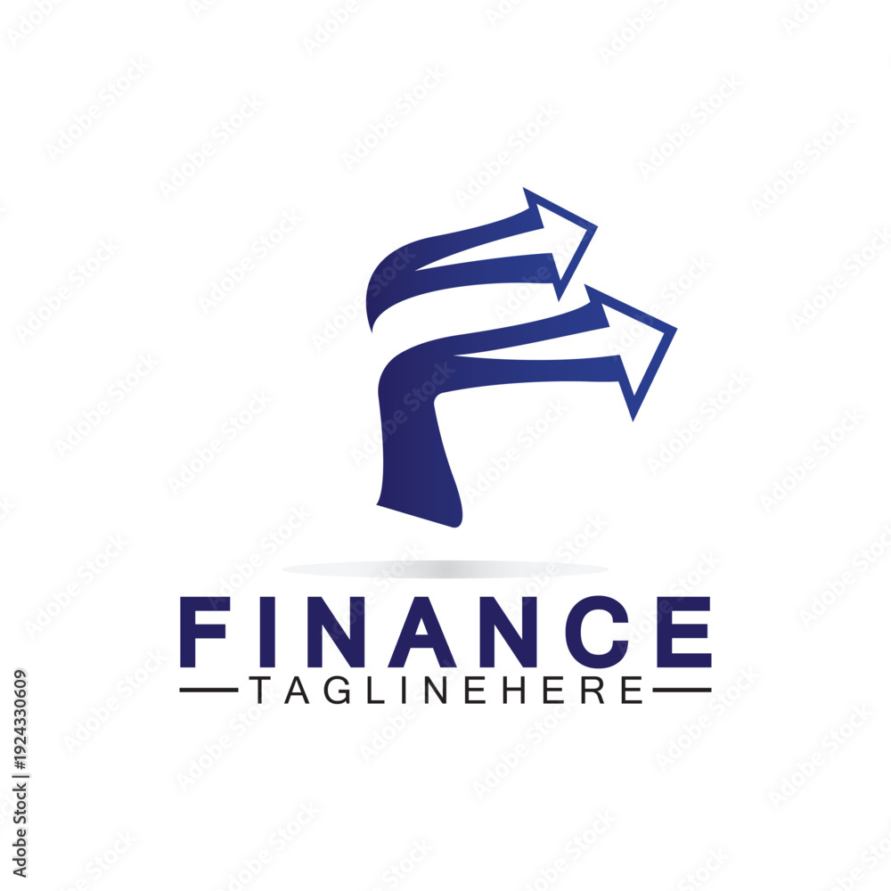 Fototapeta premium Letter F logo design with arrows. Modern logo for trading, investment, finance, statistic, accounting or marketing business