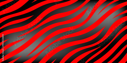 Seamless red and white striped zebra skin texture vector illustration featuring bright retro wave patterns and colorful curve line art for a stylish wallpaper backdrop