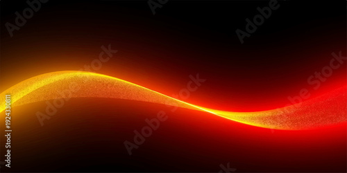 Dynamic abstract red wave design with glowing orange fire energy and bright light motion flares over a dark space backdrop