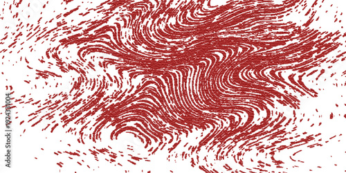 Seamless red fingerprint texture with white and black wave patterns creates a vector art wallpaper design for a decorative textile backdrop
