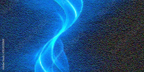 A seamless pattern of glowing binary code flows through a blue abstract background with liquid motion and electric plasma waves