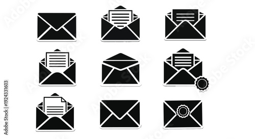 Envelope icons show various states of opened and closed.