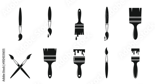 Various paintbrushes are displayed in a simple black icon.