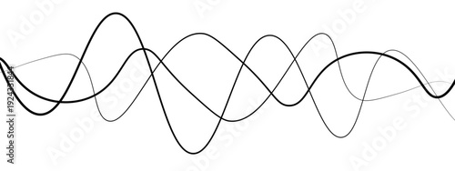 Minimalist Abstract Black and Gray Wavy Line Vector Backgrounds Featuring Smooth Flowing Curves, Overlapping Sine Wave Patterns, and Modern Monochrome Line Art Design. 