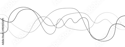 Minimalist Abstract Black and Gray Wavy Line Vector Backgrounds Featuring Smooth Flowing Curves, Overlapping Sine Wave Patterns, and Modern Monochrome Line Art Design. 