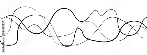 Minimalist Abstract Black and Gray Wavy Line Vector Backgrounds Featuring Smooth Flowing Curves, Overlapping Sine Wave Patterns, and Modern Monochrome Line Art Design. 
