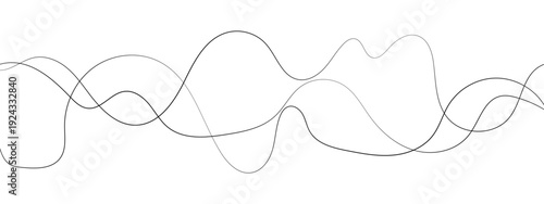 Minimalist Abstract Black and Gray Wavy Line Vector Backgrounds Featuring Smooth Flowing Curves, Overlapping Sine Wave Patterns, and Modern Monochrome Line Art Design. 