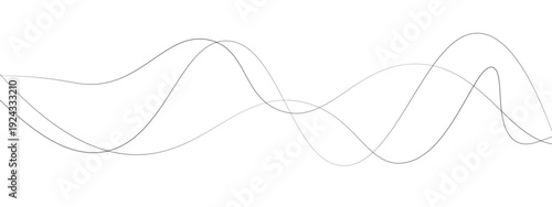 Minimalist Abstract Black and Gray Wavy Line Vector Backgrounds Featuring Smooth Flowing Curves, Overlapping Sine Wave Patterns, and Modern Monochrome Line Art Design. 