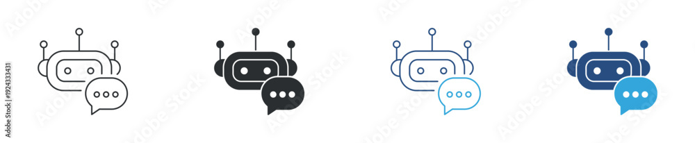 Fototapeta premium Chatbot Robot Icon. AI Assistant and Automated Customer Support Concept. Artificial Intelligence Technology Symbol, Vector Illustration.