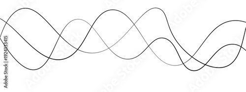 Minimalist Abstract Black and Gray Wavy Line Vector Backgrounds Featuring Smooth Flowing Curves, Overlapping Sine Wave Patterns, and Modern Monochrome Line Art Design. 