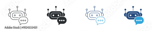 Chatbot Robot Icon. AI Assistant and Automated Customer Support Concept. Artificial Intelligence Technology Symbol, Vector Illustration.