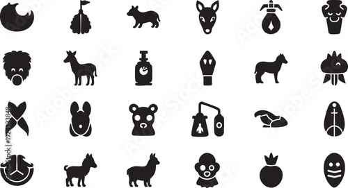 Black and white of animals and silhouette symbol