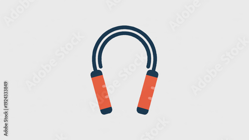 Minimalist icon of orange handled jump rope on gray background for fitness and exercise concepts