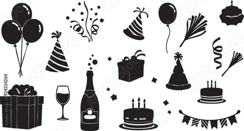 Black and white of birthday party celebration