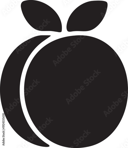 Black silhouette of a plum or nectarine with a subtle curve