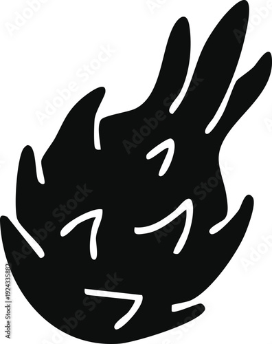 Black silhouette of a dragon fruit icon on a white background