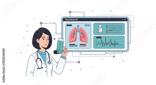 Female dermatologist analyzing skin condition on digital tablet with medical report on screen.
