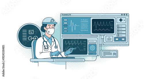 Female dermatologist analyzing skin condition on digital tablet with medical report on screen.