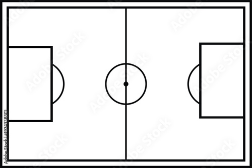 Diagram of a soccer field with goals and center circle