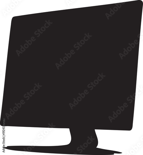 Black computer monitor on white background screen display