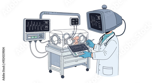 Female dermatologist analyzing skin condition on digital tablet with medical report on screen.