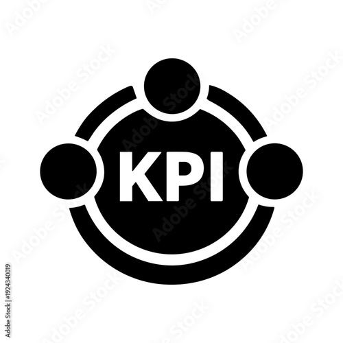 KPI, performance, target, goal, metrics, success, business, team - Solid black icon set vector illustration