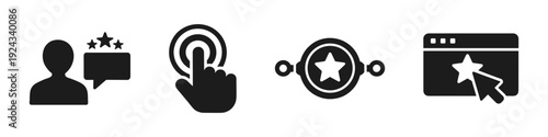 Customer review rating icons solid black icon set vector illustration