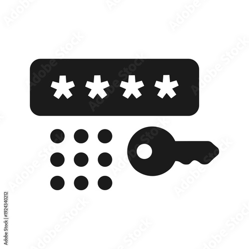 Password security access icon solid black icon vector illustration