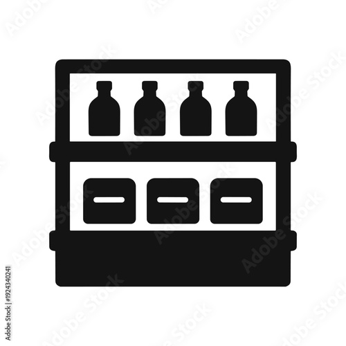 Store shelf product display icon solid black icon vector illustration