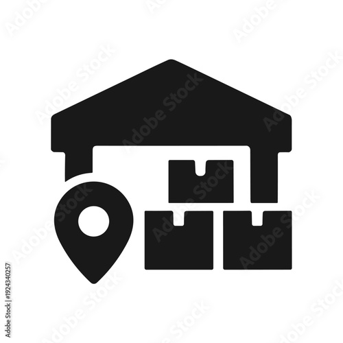 Warehouse location inventory icon solid black icon vector illustration