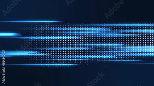 Abstract blue light streaks and dots motion background.