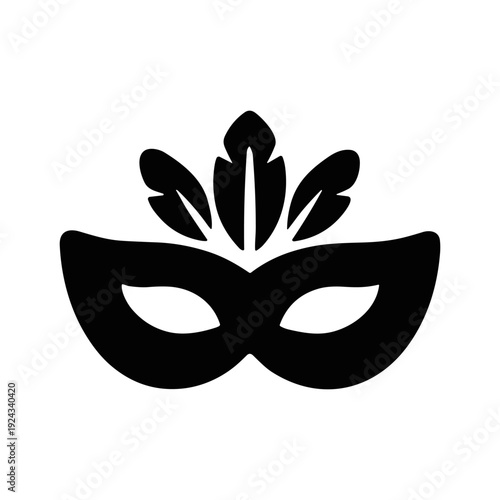 Carnival Mask, Party, Celebration Icon. Solid Black Icon Set Vector Illustration