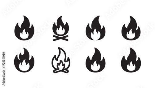 Set of fire icons campfire flame heat symbol graphic vector illustration