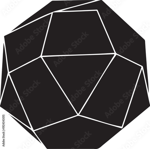 Geometric icosahedron structure platonic solid mathematical shape 3d rendering minimalist design abstract form vector