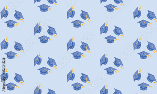 Graduation pattern background with graduation caps mortarboard illustration festive academic design